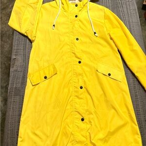 Yellow Hooded Raincoat Sz L